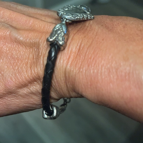 Brighton Black Leather and  Silver Heart Cupid Bracelet - Picture 8 of 13